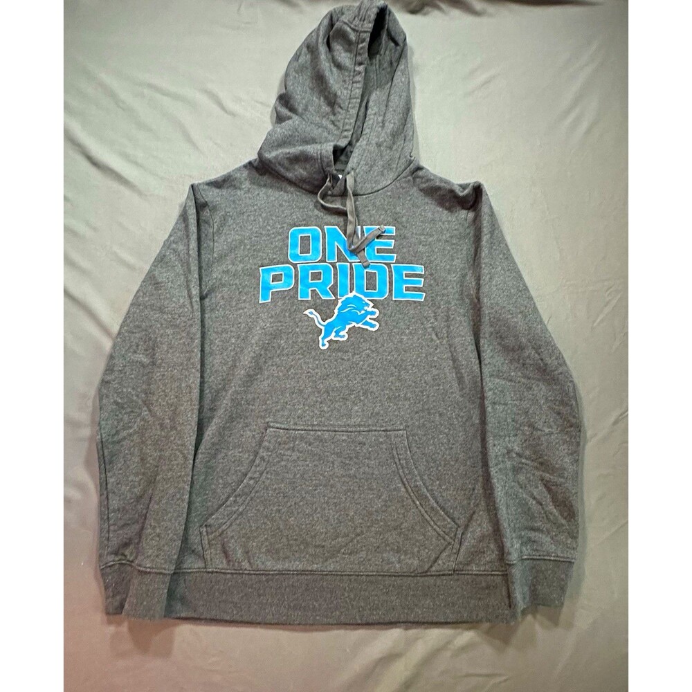 Detroit Lions One Pride Men’s Medium Hoodie Gray Blue NFL Pullover